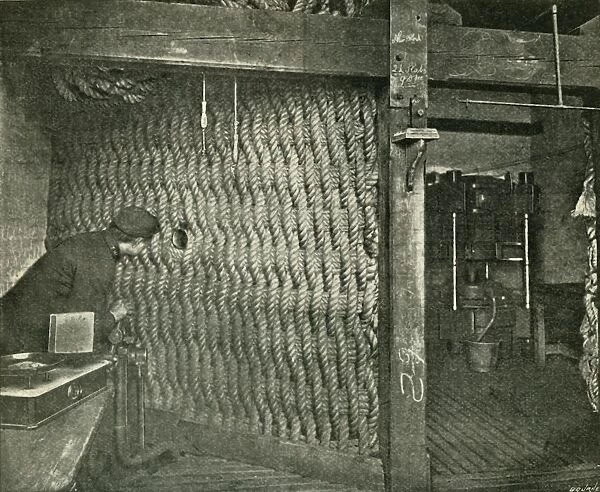 Rope Screen Used For Protection While Pressing Explosive Gun-Cotton, 1901. Creator: Unknown
