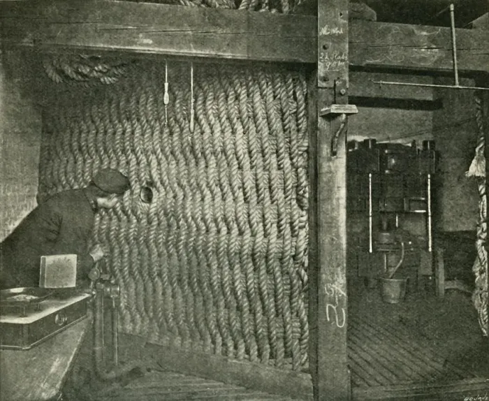 Framed Print : Rope Screen Used For Protection While Pressing Explosive Gun-Cotton, 1901. Creator: Unknown Framed Print : Rope Screen Used For Protection While Pressing Explosive Gun-Cotton, 1901. Creator: Unknown