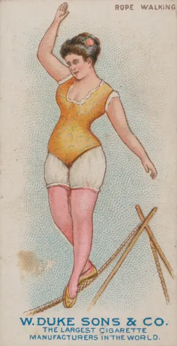 Framed Print : Rope Walking, from the Gymnastic Exercises series (N77) for Duke brand cigarettes, 1887 Framed Print : Rope Walking, from the Gymnastic Exercises series (N77) for Duke brand cigarettes, 1887