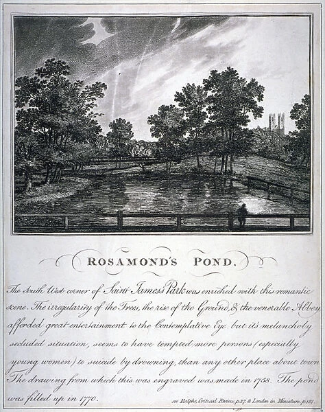 Rosamonds Pond, St Jamess Park, Westminster, London, 1791