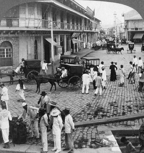 Rosario Street and Binondo Church as seen from Pasig River, Manila, Philippines, 1899. Artist: Underwood & Underwood
