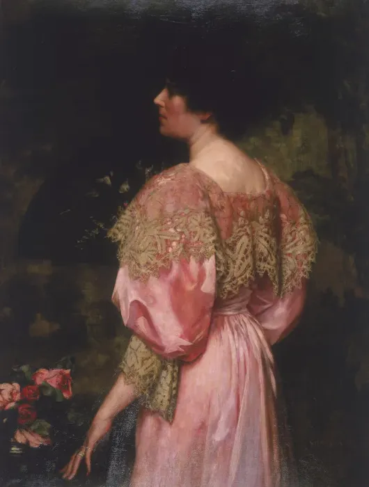Framed Print : The Rose-Coloured Gown (Miss Giles), 1896. Artist: Charles HM Kerr Framed Print : The Rose-Coloured Gown (Miss Giles), 1896. Artist: Charles HM Kerr