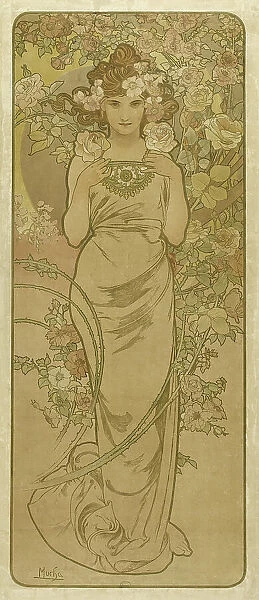 The Rose (From the Series Flowers), 1898. Creator: Mucha, Alfons Marie (1860-1939)