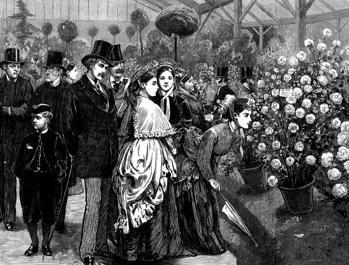 Framed Print : A rose show at the Horticultural Society's Gardens, South Kensington, 1873. Creator: Unknown. A rose show at the Horticultural Society's Gardens, South Kensington, 1873. Creator: Unknown Framed Print : A rose show at the Horticultural Society's Gardens, South Kensington, 1873. Creator: Unknown. A rose show at the Horticultural Society's Gardens, South Kensington, 1873. Creator: Unknown