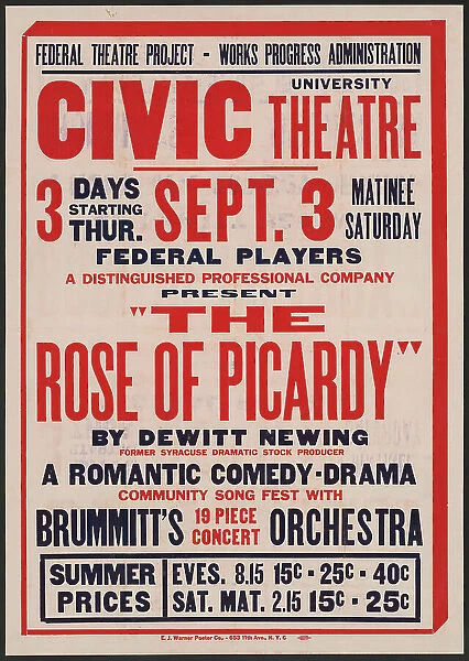 Rose of Picardy, Syracuse, NY, 1936. Creator: Unknown