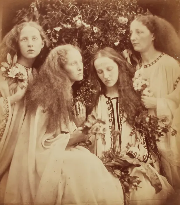 Framed Print : The Rosebud Garden of Girls, 1868. Creator: Julia Margaret Cameron