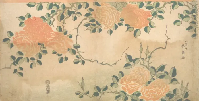 Framed Print : Roses, ca. 1810. Creator: Kashosai Shunsen Framed Print : Roses, ca. 1810. Creator: Kashosai Shunsen