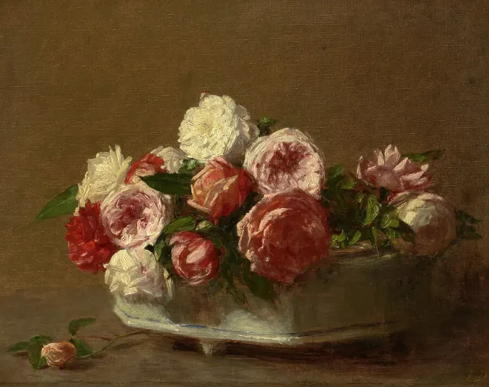 Framed Print : Roses In A Porcelain Planter, c1875-1900. Creator: Victoria Dubourg Framed Print : Roses In A Porcelain Planter, c1875-1900. Creator: Victoria Dubourg