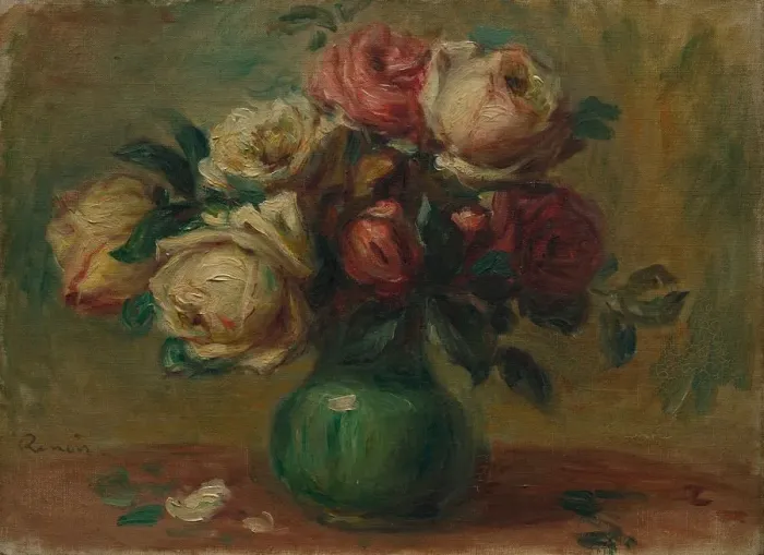 Framed Print : Roses in a Vase, c. 1890. Creator: Pierre-Auguste Renoir (French, 1841-1919) Framed Print : Roses in a Vase, c. 1890. Creator: Pierre-Auguste Renoir (French, 1841-1919)
