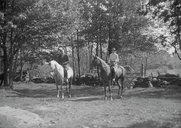 Framed Print : Rothbart, Albert, Mr. on horseback, with unidentified woman on horseback, between 1920 and 1935. Creator: Arnold Genthe Framed Print : Rothbart, Albert, Mr. on horseback, with unidentified woman on horseback, between 1920 and 1935. Creator: Arnold Genthe