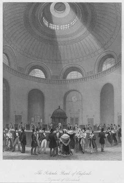 The Rotunda, Bank of England - Payment of Dividends, c1841. Artist: John Shury