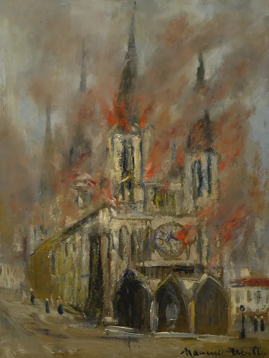 Framed Print : Rouen Cathedral in flames (Seine-Maritime), c1914. Creator: Utrillo, Maurice (1883-1955) Framed Print : Rouen Cathedral in flames (Seine-Maritime), c1914. Creator: Utrillo, Maurice (1883-1955)
