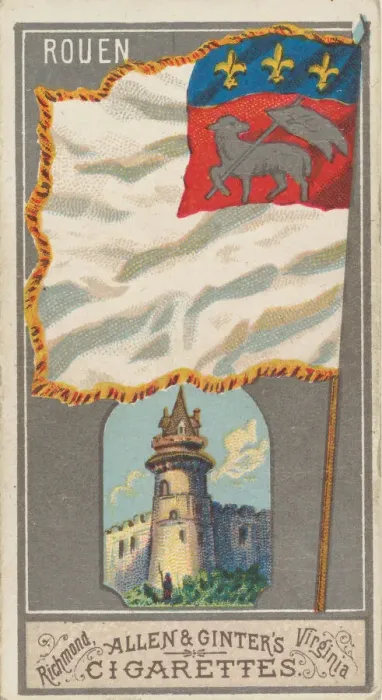 Framed Print : Rouen, from the City Flags series (N6) for Allen & Ginter Cigarettes Brands, 1887 Framed Print : Rouen, from the City Flags series (N6) for Allen & Ginter Cigarettes Brands, 1887