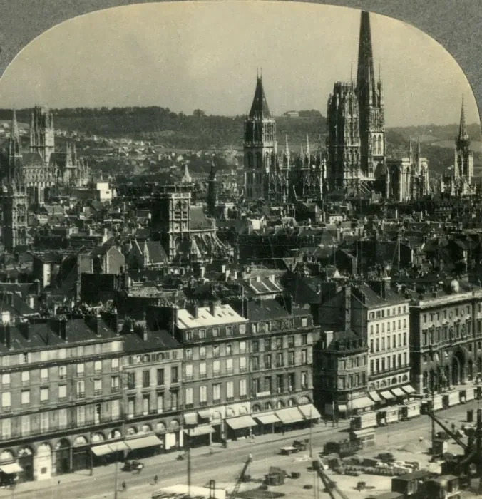Framed Print : Rouen, France, from across the River Seine, c1930s. Creator: Unknown Framed Print : Rouen, France, from across the River Seine, c1930s. Creator: Unknown