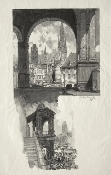 Framed Print : Rouen Illustre: Place de la Haute Vieille Tour; Edicule de la Fierte, 1896. Creator Framed Print : Rouen Illustre: Place de la Haute Vieille Tour; Edicule de la Fierte, 1896. Creator