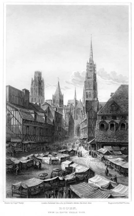 Framed Print : Rouen, from La Haute Vieille Tour, 1820. Artist: Edward Finden Framed Print : Rouen, from La Haute Vieille Tour, 1820. Artist: Edward Finden