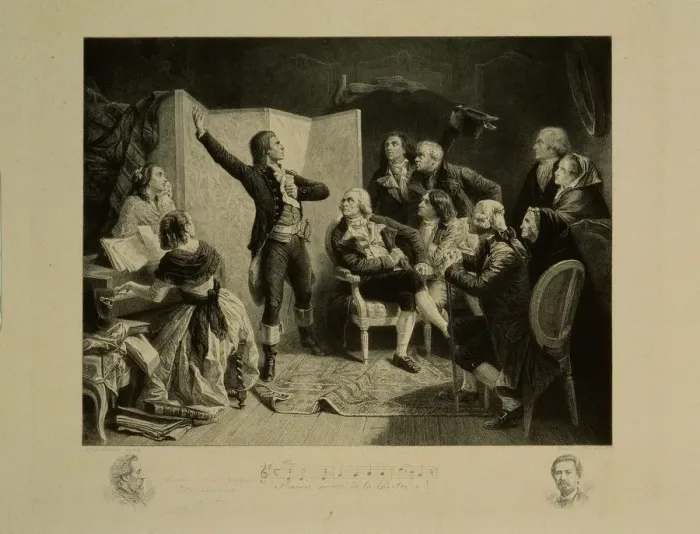 Framed Print : Rouget de Lisle (1760-1836) singing La Marseillaise Framed Print : Rouget de Lisle (1760-1836) singing La Marseillaise