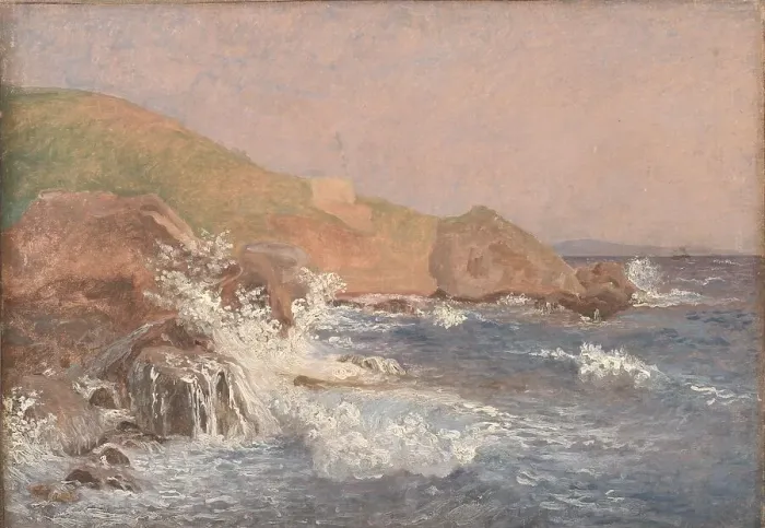 Framed Print : Rough Sea on a Rocky Coast, Capri;A Rocky Coast in Stormy Weather, Capri, 1839. Creator: Christen Købke Framed Print : Rough Sea on a Rocky Coast, Capri;A Rocky Coast in Stormy Weather, Capri, 1839. Creator: Christen Købke