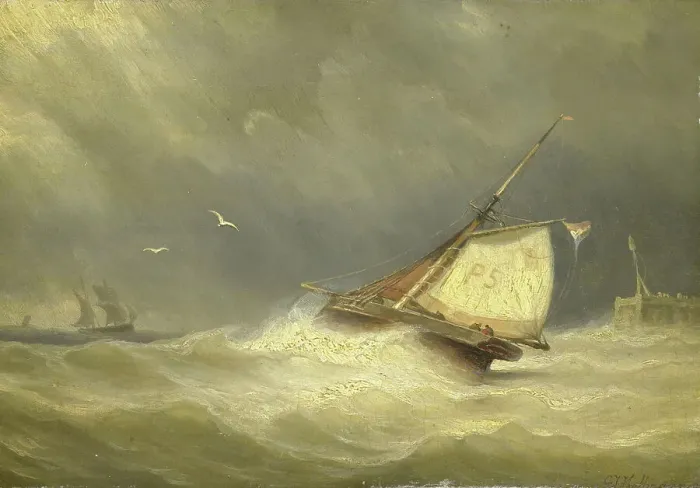 Framed Print : Rough Sea with Sailing Vessels, 1850-1859. Creator: Georges Johannes Hoffmann Framed Print : Rough Sea with Sailing Vessels, 1850-1859. Creator: Georges Johannes Hoffmann