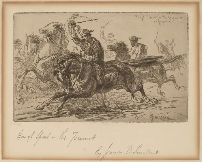 Framed Print : Rough Sport in the Yosemite, 1885. Creator: James David Smillie Framed Print : Rough Sport in the Yosemite, 1885. Creator: James David Smillie
