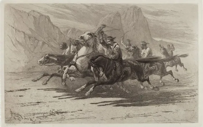 Framed Print : Rough Sport in the Yosemite, 1886. Creator: James David Smillie Framed Print : Rough Sport in the Yosemite, 1886. Creator: James David Smillie
