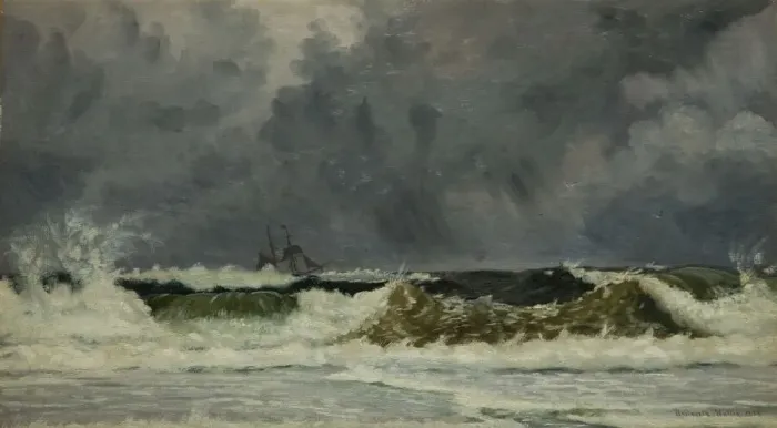 Framed Print : Rough Weather - The Coast Of Jutland, 1884. Creator: Whitworth Wallis