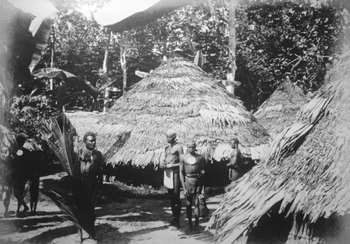 Framed Print : Round houses of natives at Timotu, Santa Cruz, 1892 Framed Print : Round houses of natives at Timotu, Santa Cruz, 1892