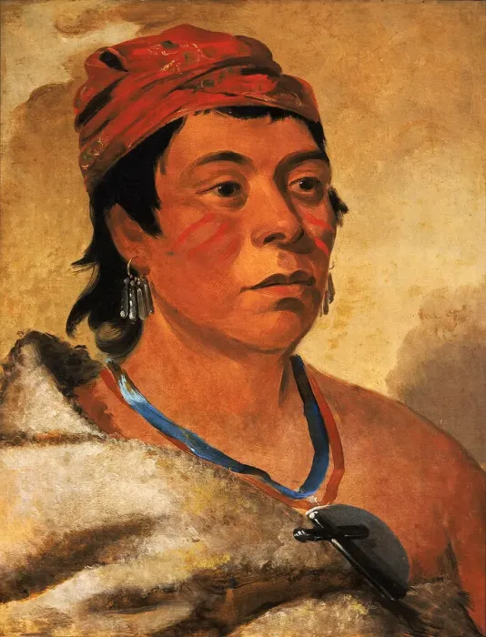Framed Print : Round Island, a Warrior, 1831. Creator: George Catlin Framed Print : Round Island, a Warrior, 1831. Creator: George Catlin