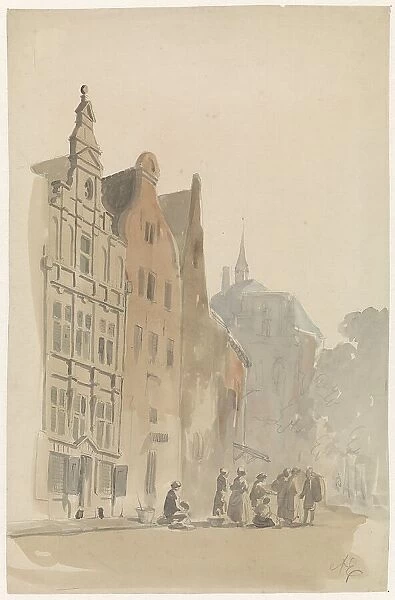 Round Lutheran church and some houses in Amsterdam, 1828-1897. Creator: Adrianus Eversen