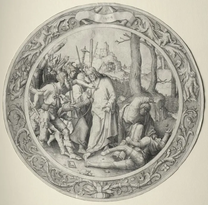 Framed Print : The Round Passion: The Betrayal of Christ, 1509. Creator: Lucas van Leyden (Dutch, 1494-1533) Framed Print : The Round Passion: The Betrayal of Christ, 1509. Creator: Lucas van Leyden (Dutch, 1494-1533)