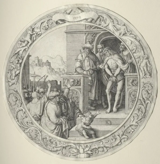Framed Print : The Round Passion: Christ Presented to the People, 1509. Creator: Lucas van Leyden (Dutch Framed Print : The Round Passion: Christ Presented to the People, 1509. Creator: Lucas van Leyden (Dutch