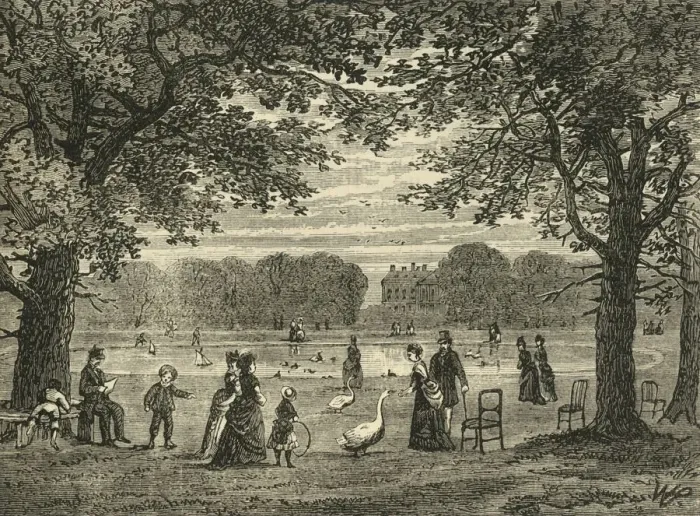 Framed Print : The Round Pond, Kensington Gardens, c1876. Creator: Unknown Framed Print : The Round Pond, Kensington Gardens, c1876. Creator: Unknown