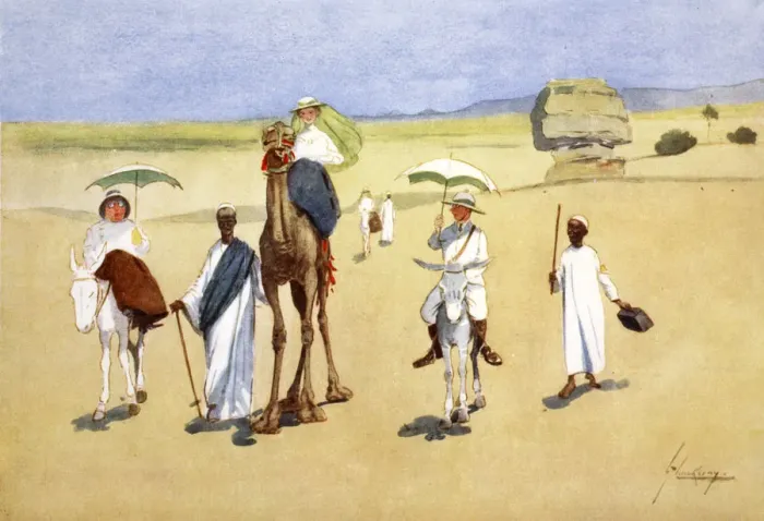 Framed Print : Round the Pyramids, 1908. Artist: Lance Thackeray Framed Print : Round the Pyramids, 1908. Artist: Lance Thackeray