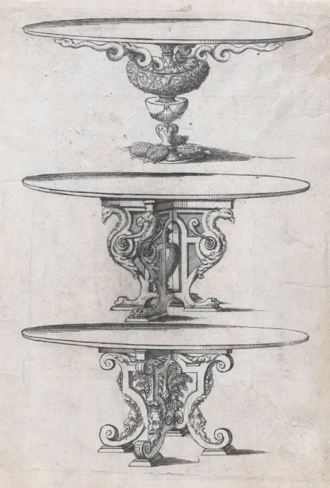 Framed Print : Three Round Table Designs, 1565-70. Creator: Jacques Androuet Du Cerceau Framed Print : Three Round Table Designs, 1565-70. Creator: Jacques Androuet Du Cerceau