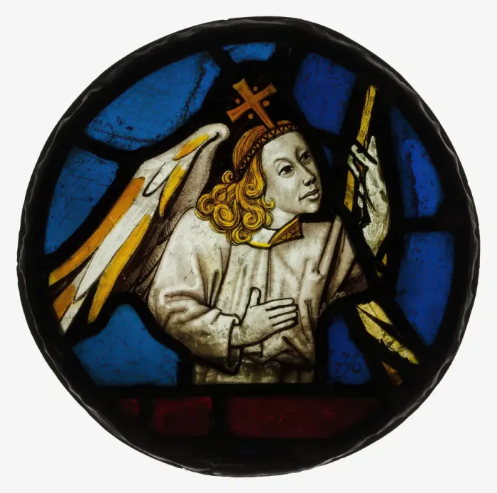 Framed Print : Roundel with an Angel, British, 15th century. Creator: Unknown Framed Print : Roundel with an Angel, British, 15th century. Creator: Unknown