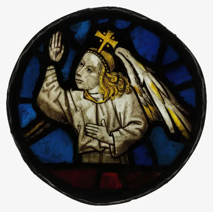 Framed Print : Roundel with an Angel, British, mid-15th century. Creator: Unknown Framed Print : Roundel with an Angel, British, mid-15th century. Creator: Unknown