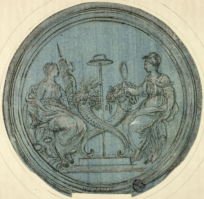Framed Print : Roundel with Justice and Prudence, n.d. Creator: Jan Baptist Weenix Framed Print : Roundel with Justice and Prudence, n.d. Creator: Jan Baptist Weenix