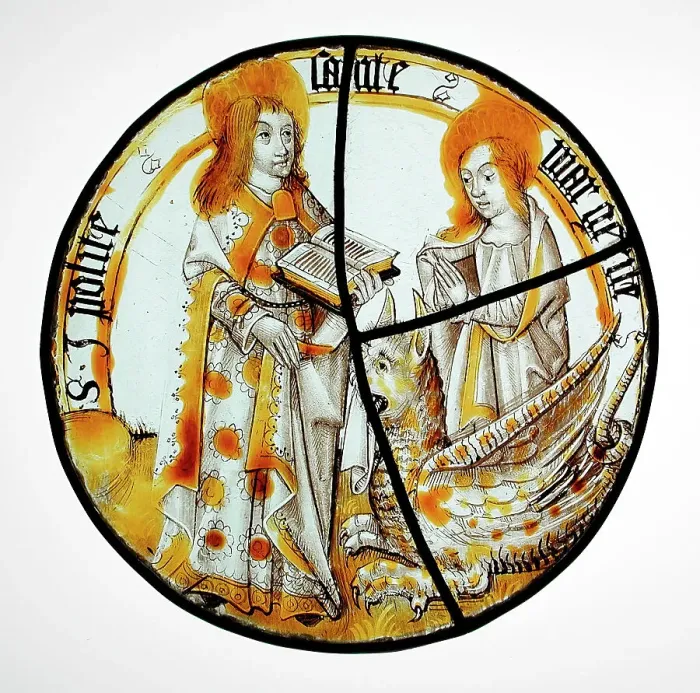 Framed Print : Roundel: Saints Hippolytus and Margaret, between 1490 and 1510. Creator: Unknown Framed Print : Roundel: Saints Hippolytus and Margaret, between 1490 and 1510. Creator: Unknown