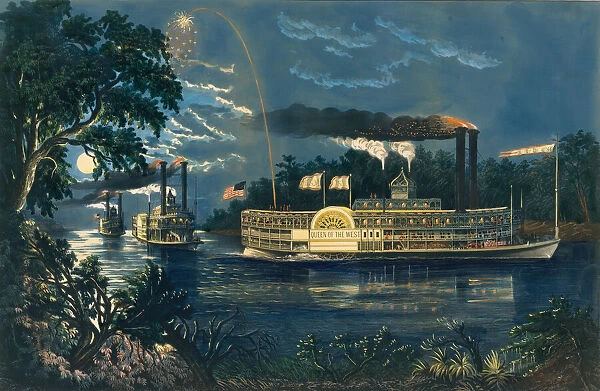 Rounding a Bend on the Mississippi - The Parting Salute, 1866