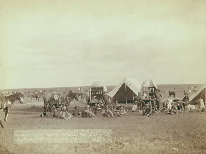 Framed Print : Roundup scenes on Belle Fouche [sic] in 1887, 1887. Creator: John C. H. Grabill