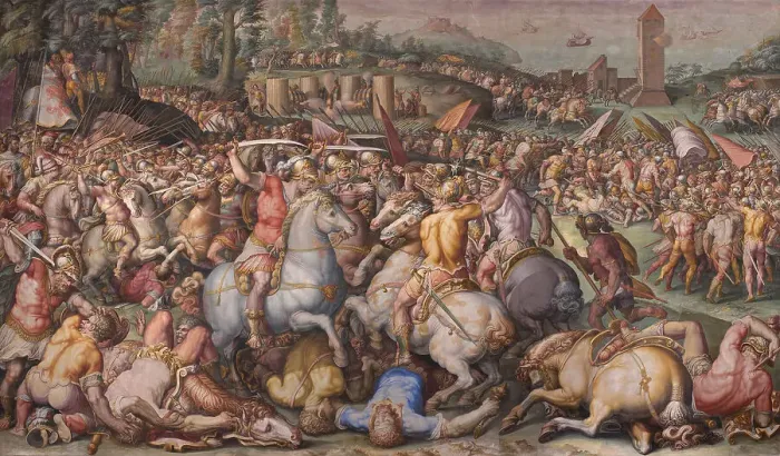 Framed Print : The rout of the Pisans at Torre San Vincenzo, 1568-1571. Artist: Vasari, Giorgio (1511-1574) Framed Print : The rout of the Pisans at Torre San Vincenzo, 1568-1571. Artist: Vasari, Giorgio (1511-1574)