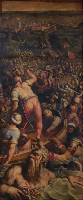 Framed Print : Rout of the Turks at Piombino, 1563-1565. Artist: Vasari, Giorgio (1511-1574) Framed Print : Rout of the Turks at Piombino, 1563-1565. Artist: Vasari, Giorgio (1511-1574)