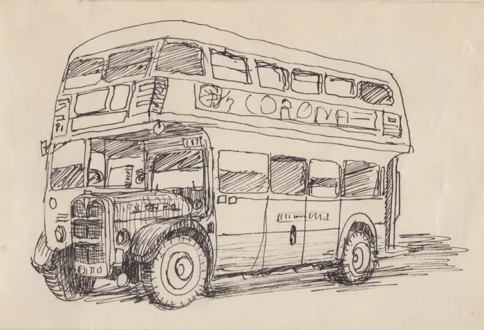 Framed Print : Routemaster bus, 1951. Creator: Shirley Markham Framed Print : Routemaster bus, 1951. Creator: Shirley Markham