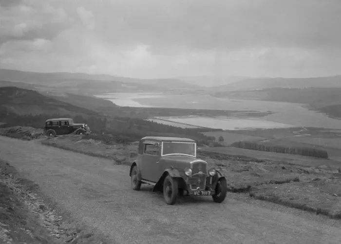 Framed Print : Rover coupe of G Ross competing in the RSAC Scottish Rally, 1934. Artist: Bill Brunell Framed Print : Rover coupe of G Ross competing in the RSAC Scottish Rally, 1934. Artist: Bill Brunell