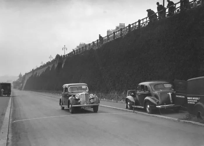 Framed Print : Rover saloon of A Corrie competing in the RAC Rally, Madeira Drive, Brighton, 1939 Framed Print : Rover saloon of A Corrie competing in the RAC Rally, Madeira Drive, Brighton, 1939