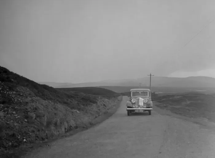Framed Print : Rover of SJ Clutterbuck competing in the RSAC Scottish Rally, 1936. Artist: Bill Brunell Framed Print : Rover of SJ Clutterbuck competing in the RSAC Scottish Rally, 1936. Artist: Bill Brunell