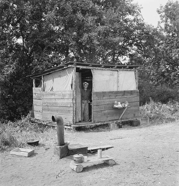 A row of shelters... for hop pickers... near Grants Pass, Josephine County, Oregon, 1939. Creator: Dorothea Lange