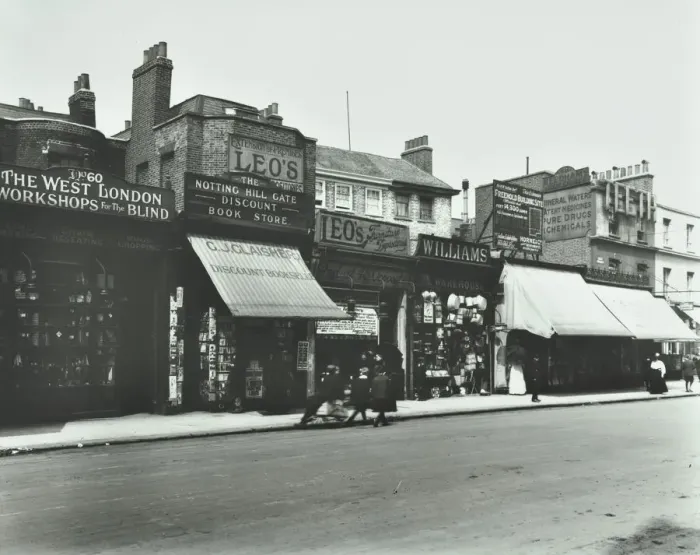 Framed Print : Row of shops including the West London Workshops for the Blind, London, 1913 Framed Print : Row of shops including the West London Workshops for the Blind, London, 1913
