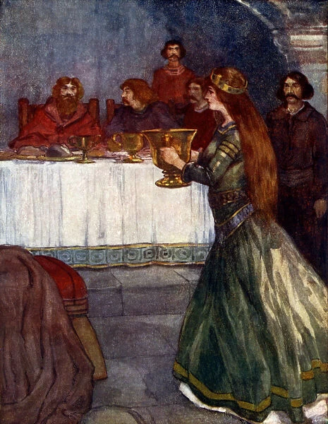 Rowena came into the room carrying a beautiful golden cup, c430 AD, (1905). Artist: As Forrest