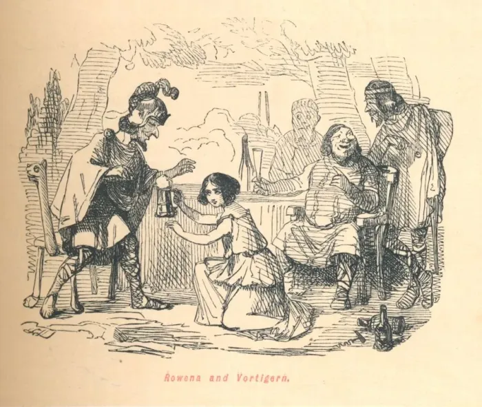 Framed Print : Rowena and Vortigern, c1860, (c1860). Artist: John Leech Framed Print : Rowena and Vortigern, c1860, (c1860). Artist: John Leech